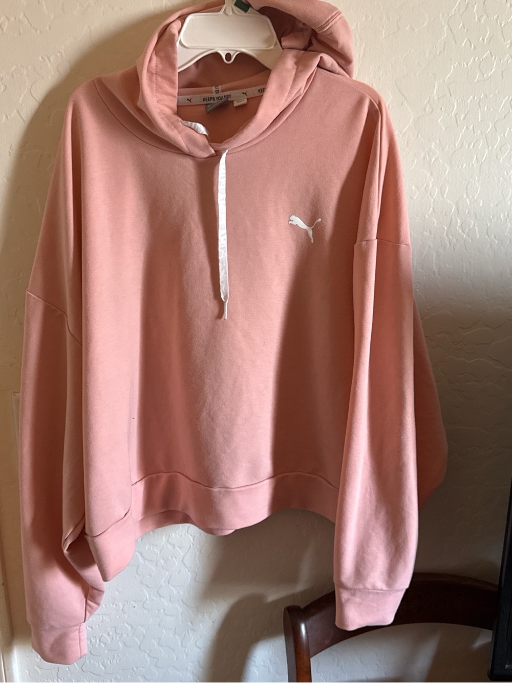 Puma Pink Cropped Hoodie with White Puma Logo